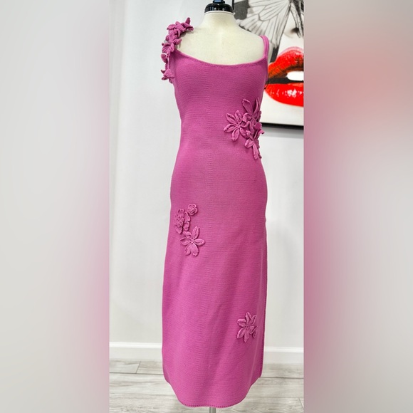 AMUR Allegra Floral Appliqué Knit Midi Dress - Picture 7 of 16